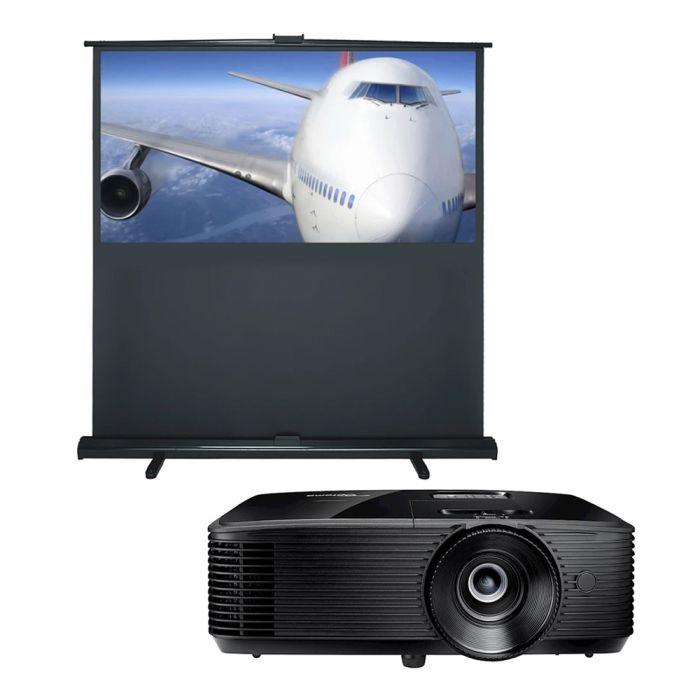 Optoma H190X 3800lm WXGA Projector with Sapphire 92" SFL200WSFP Manual Portable Pull-Up Projector Screen main product photo