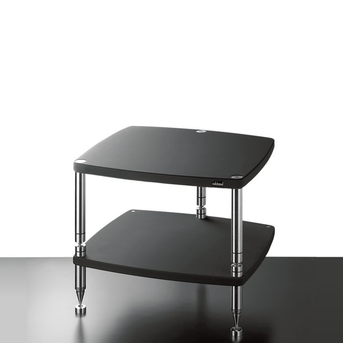 Solidsteel Hyperspike High End 3 Pillar Classic 2-Shelf Hifi Rack - Flat Black main product photo
