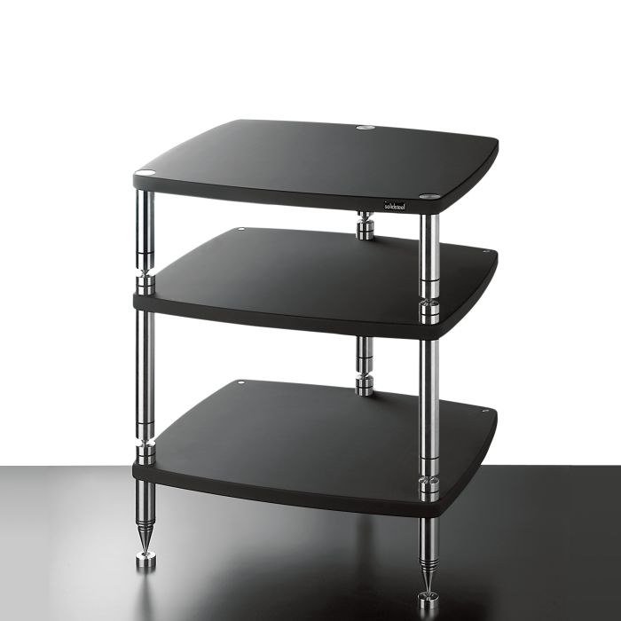 Solidsteel Hyperspike High End 3 Pillar Classic 3-Shelf Hifi Rack - Flat Black main product photo