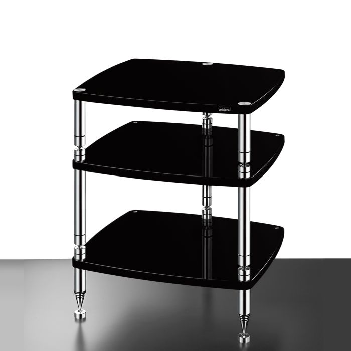 Solidsteel Hyperspike High End 3 Pillar Classic 3-Shelf Hifi Rack - Gloss Black main product photo