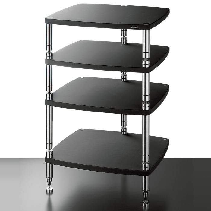 Solidsteel Hyperspike High End 3 Pillar Classic 4-Shelf Hifi Rack - Flat Black main product photo