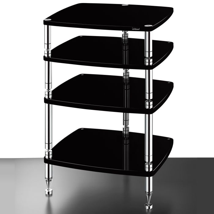 Solidsteel Hyperspike High End 3 Pillar Classic 4-Shelf Hifi Rack - Gloss Black main product photo