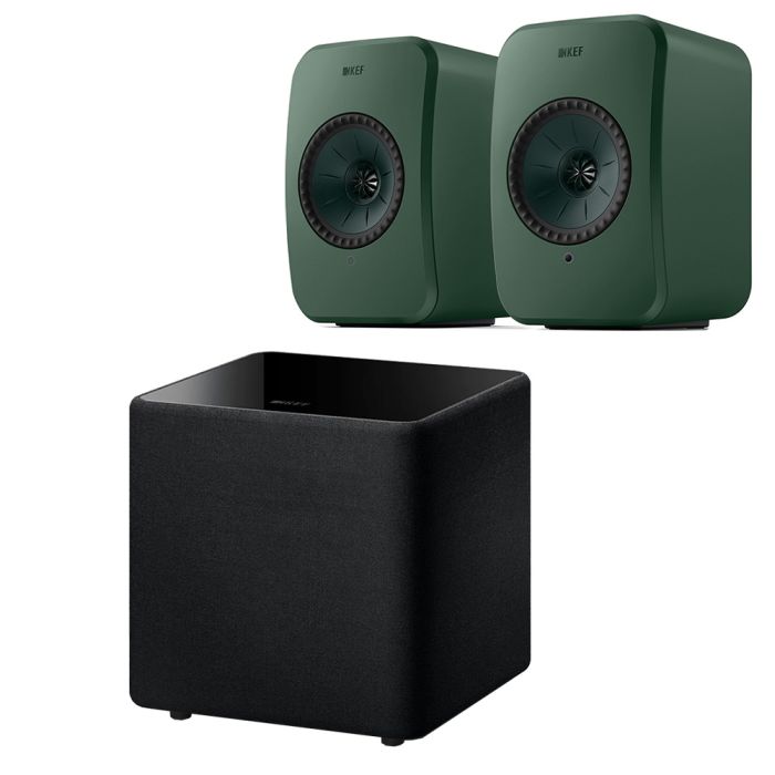 KEF LSX II LT AV Speaker Pack (Single Kube 8 MIE Sub) - Sage Green main product photo
