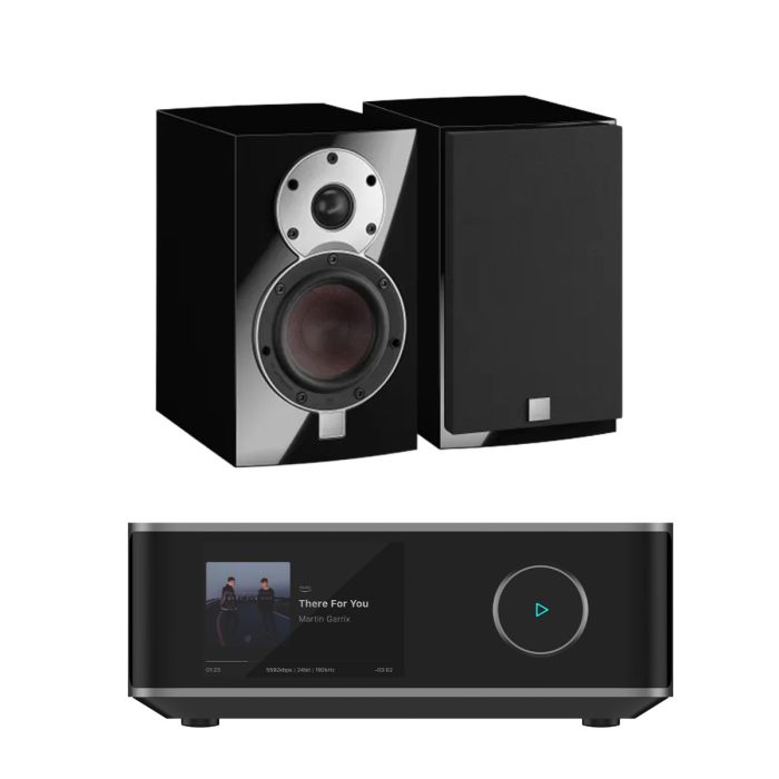 WiiM Amp Ultra Streaming Amplifier with Dali MENUET Bookshelf Speakers main product photo