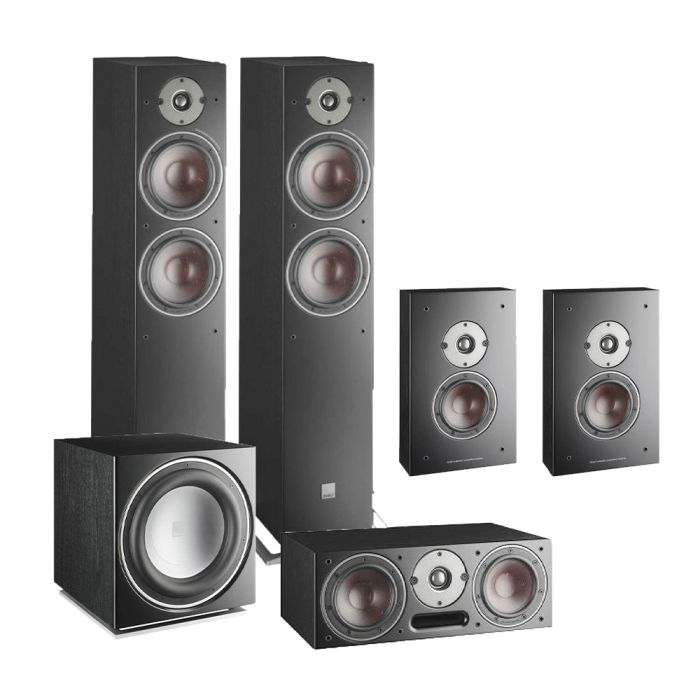 Dali Oberon 7 AV Speaker System with Oberon On-wall Speakers & E-9 F Sub - Black Ash (Vinyl) main product photo