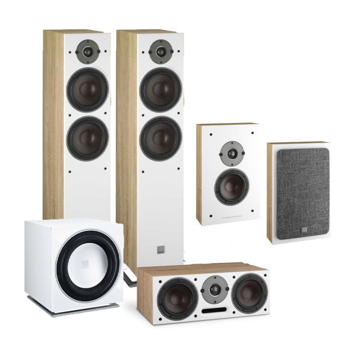 Dali Oberon 7 AV Speaker System with Oberon On-wall Speakers & E-9 F Sub - Light Oak (Vinyl) main product photo