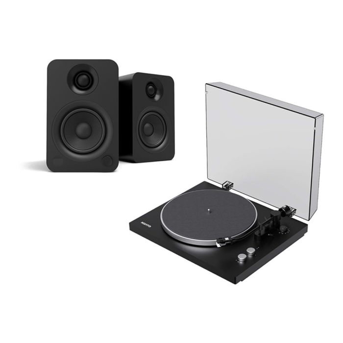 Kanto OBI3 Belt Driven Bluetooth Turntable with YU Powered Bookshelf Speakers - Black main product photo