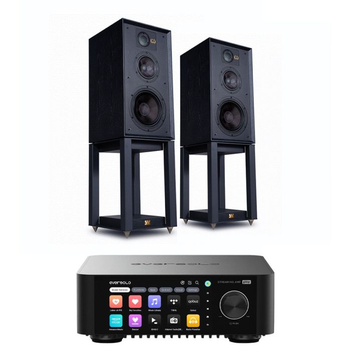 Eversolo Play Integrated Streaming Amplifier with Wharfedale Linton Heritage Standmount Speakers with Matching Stands main product photo