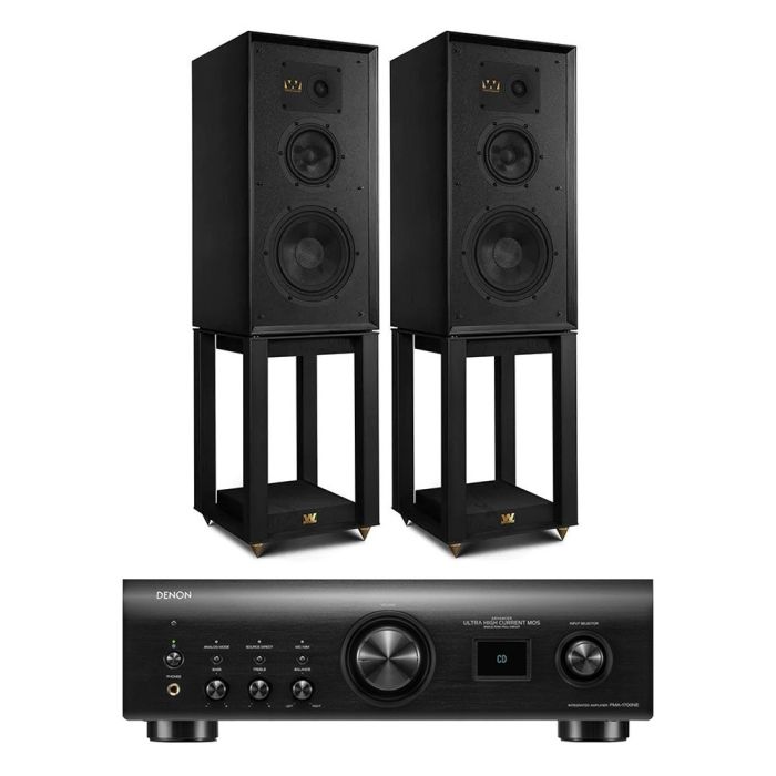 Denon PMA-1700NE Integrated Amplifier with Wharfedale Super Linton Heritage Standmount Speakers with Matching Stands main product photo