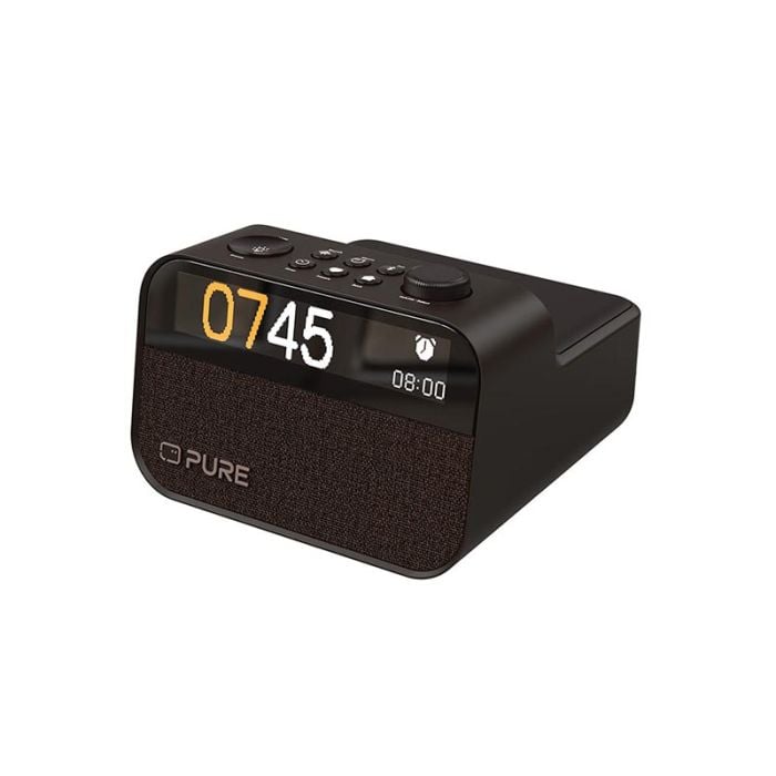 Nearly New - Pure Moment Charge Bedside Alarm Clock Radio with Wireless Charger & Bluetooth - Coffee Black main product photo