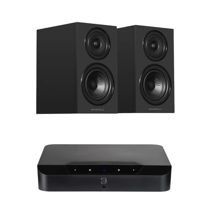 Bluesound POWERNODE EDGE Compact Wireless Music Streaming Amplifier with Wharfedale Diamond 12.1i Bookshelf Speakers main product photo
