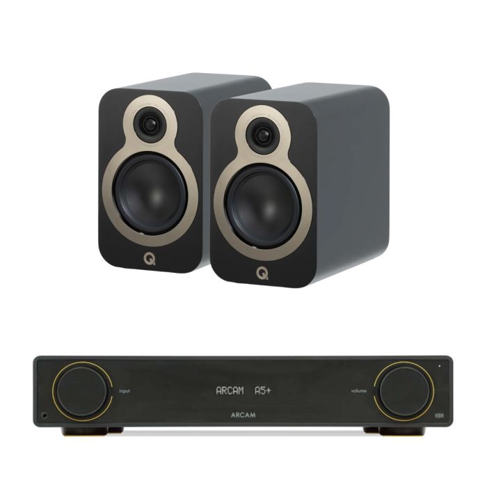Arcam A5+ Integrated Amplifier with Q Acoustics 3020c Bookshelf Speakers main product photo