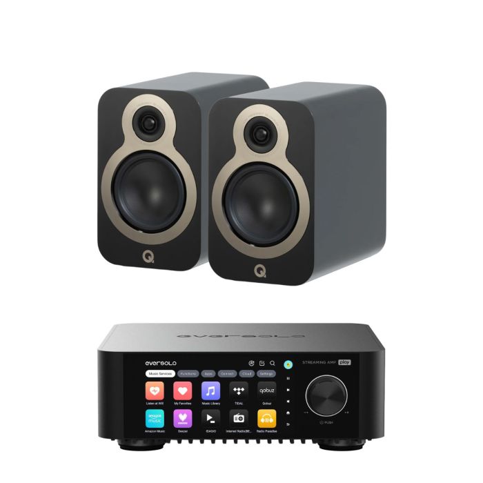 Eversolo Play Integrated Streaming Amplifier with Q Acoustics 3020c Bookshelf Speakers main product photo