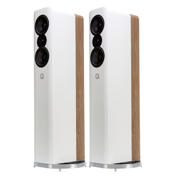 Q Acoustics Concept 500 Floorstanding Speakers - White/Light Oak main product photo
