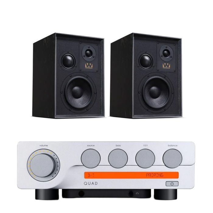 Quad 3 Integrated Amplifier with Wharfedale Super Denton Heritage Bookshelf Speakers main product photo