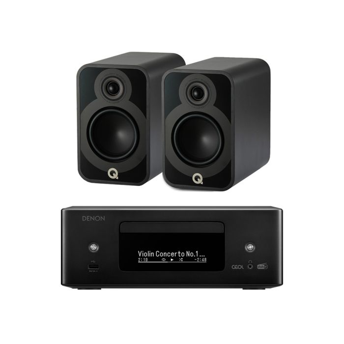Denon RCD-N12 DAB All-In-One System with Q Acoustics 5020 Bookshelf Speakers main product photo