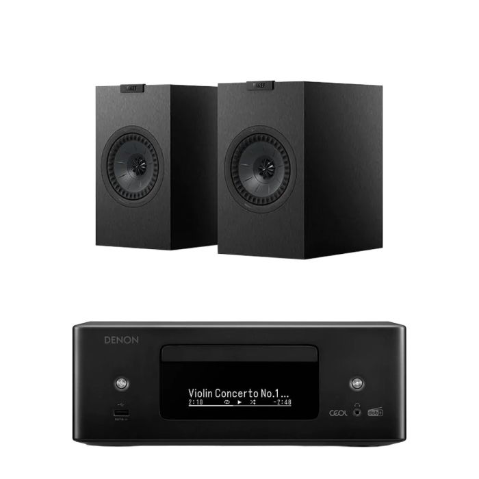 Denon RCD-N12 DAB All-In-One System with KEF Q1 META Bookshelf Speakers main product photo