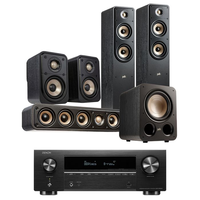 Denon AVR-X1800H 7.2 Ch. 175W 8K AV Receiver with Polk Signature Elite 5.1 Speaker Package main product photo