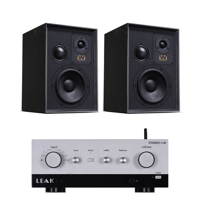 LEAK Stereo 130 Integrated Amplifier with Wharfedale Super Denton Heritage Standmount Speakers main product photo
