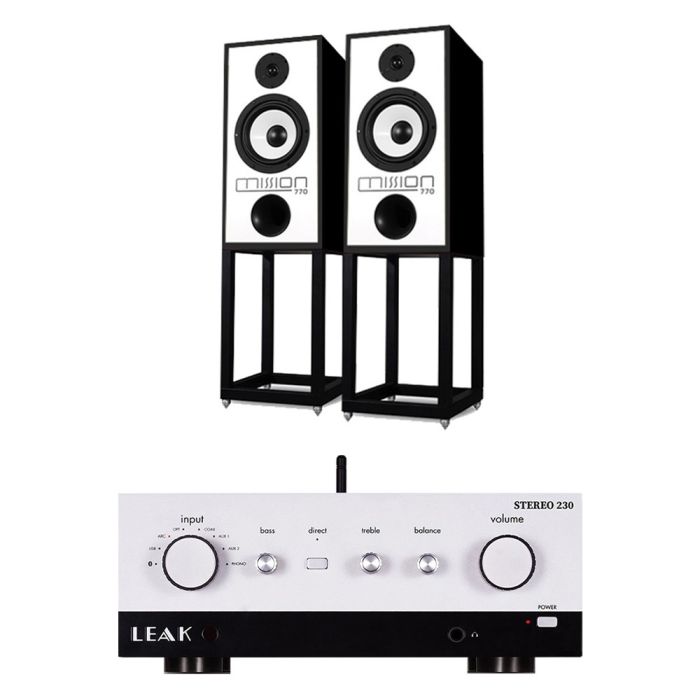 Leak Stereo 230 Integrated Amplifier with Mission 770 Standmount Speakers with Stands main product photo