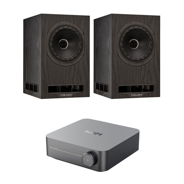 WiiM Stereo Amplifier with Fyne Audio F5e Bookshelf Speakers main product photo