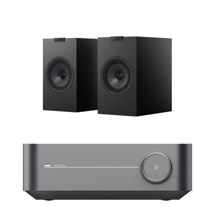 WiiM Amp Integrated Streaming Amplifier with KEF Q1 META Bookshelf Speakers main product photo