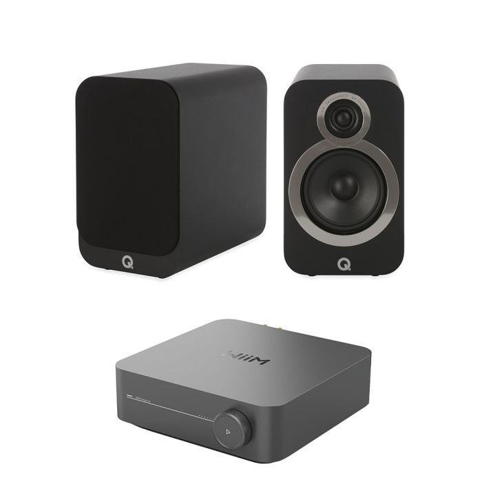 WiiM Amp Pro Streaming Amplifier with Q Acoustics 3020i Bookshelf Speakers main product photo