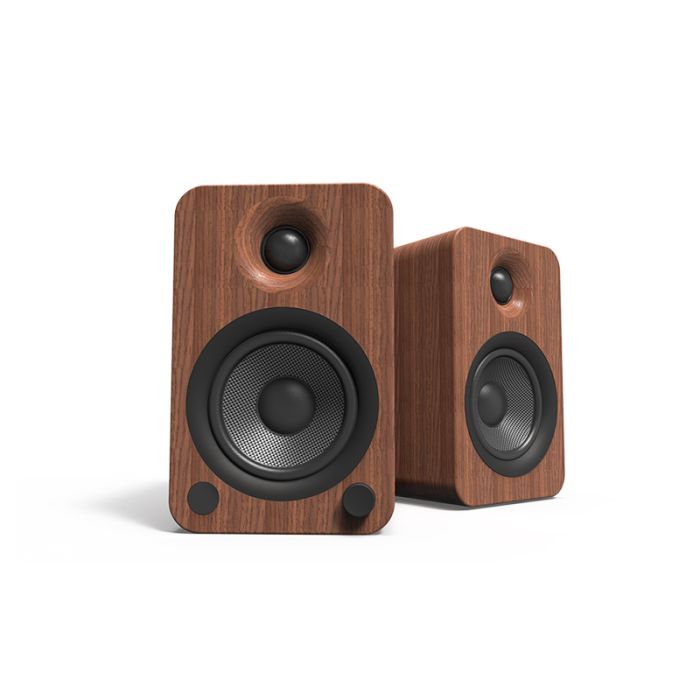Kanto YU4 Powered Bookshelf Speakers - Walnut main product photo