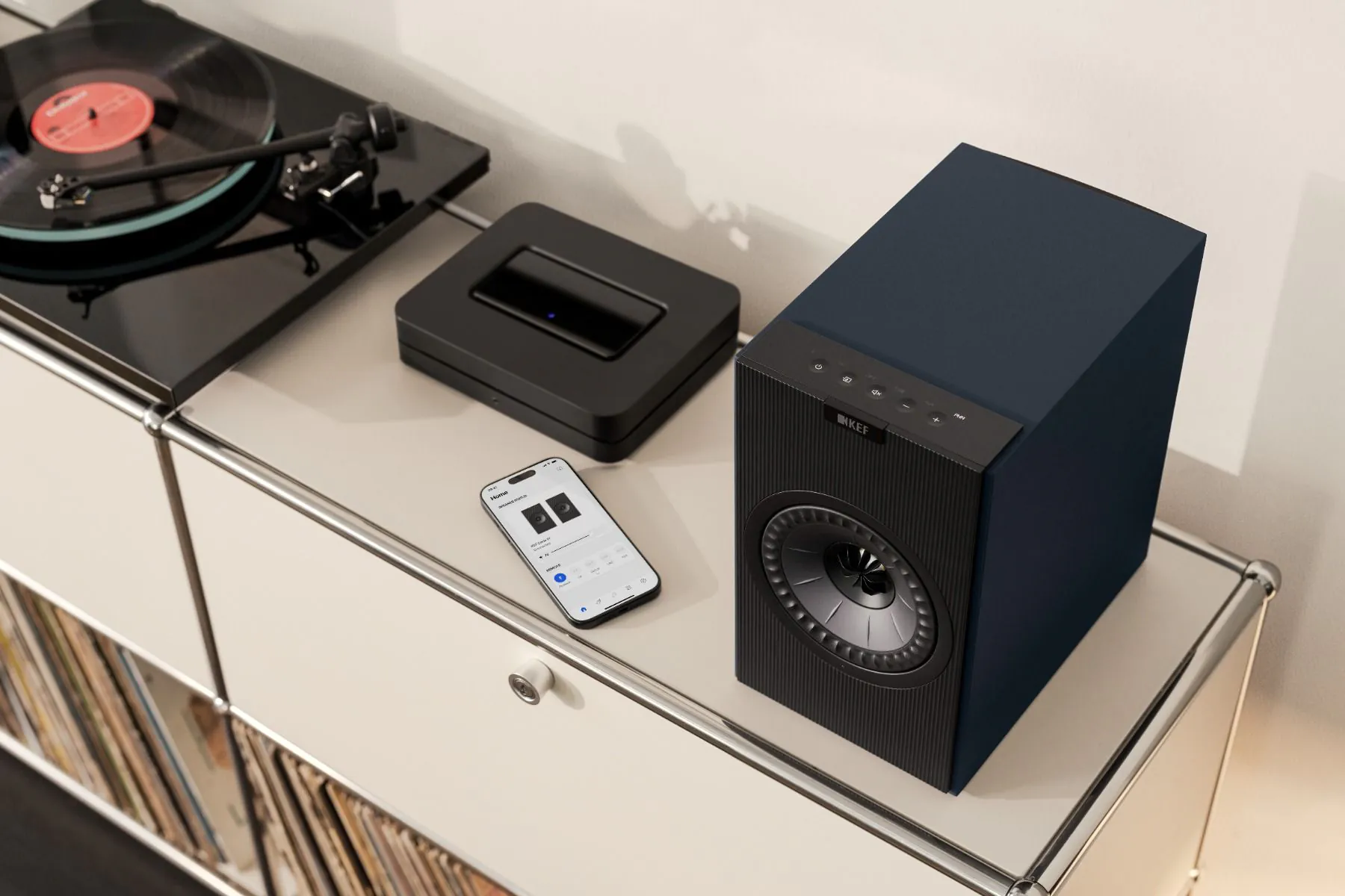 KEF Coda W Wireless Bookshelf Speaker System - Midnight Blue