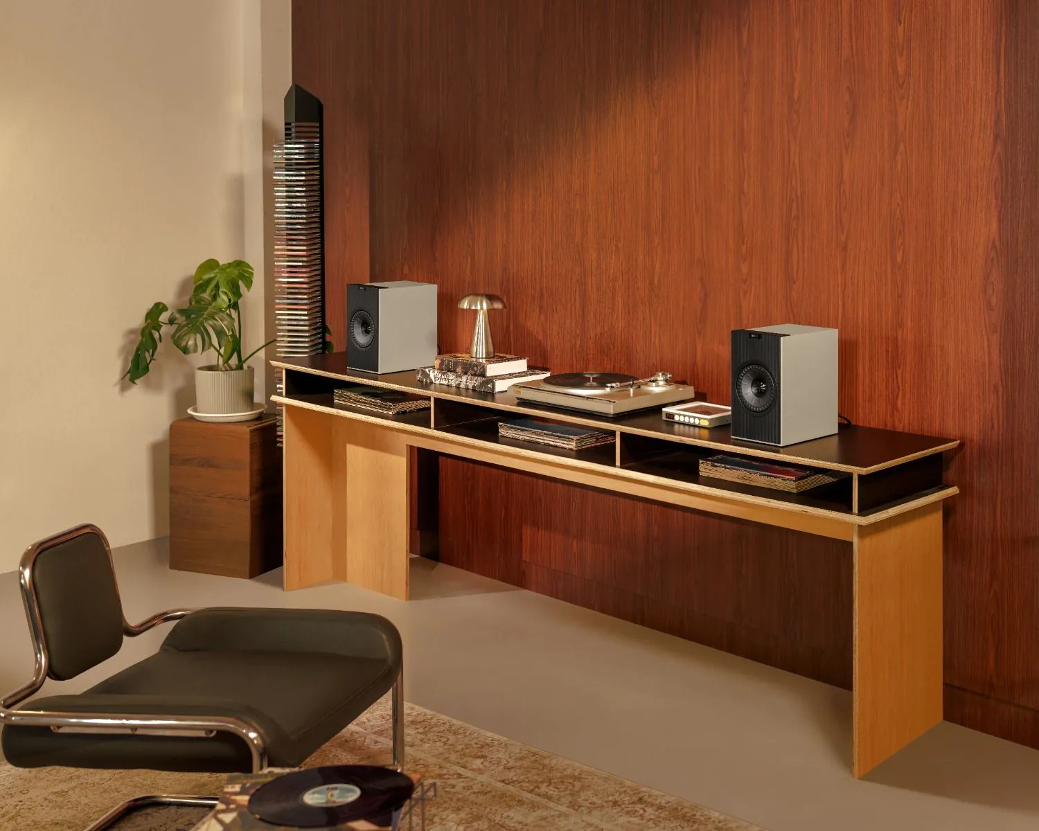 KEF Coda W Wireless Bookshelf Speaker System - Nickel Grey