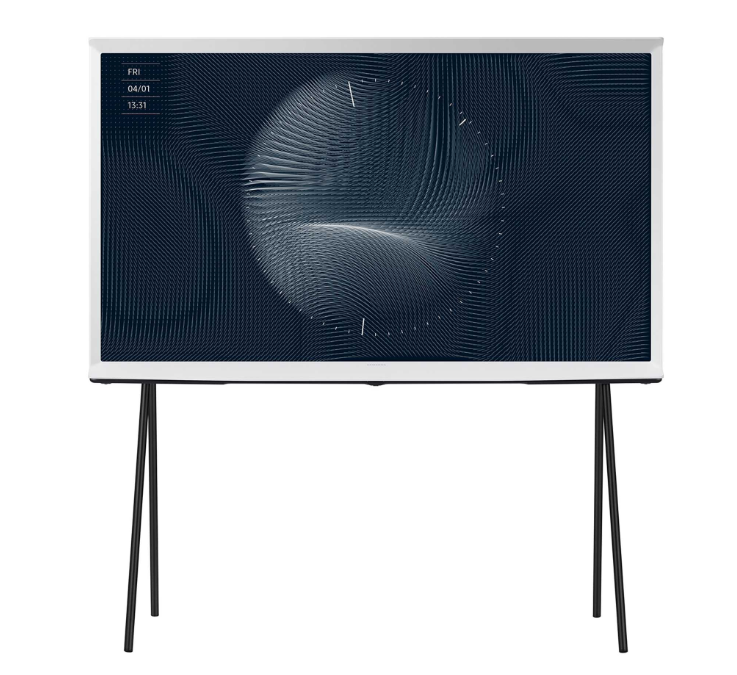 Samsung QE43LS01BG 43" Serif QLED 4K HDR Smart TV with 360 design and Matte glare-free screen.