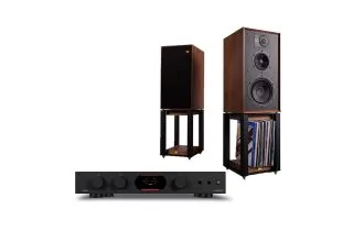 Audiolab 7000A Integrated Amplifier with Wharfedale Linton Heritage Standmount Speakers with Matching Stands