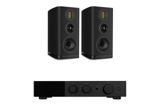 Audiolab 9000A Integrated Amplifier with Wharfedale Evo 5.2 Bookshelf Speakers