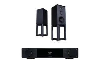 Arcam A25+ Integrated Amplifier with Wharfedale Linton Heritage Standmount Speakers with Matching Stands