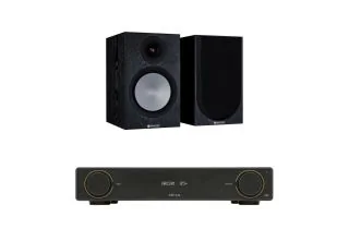 Arcam A5+ Integrated Amplifier with Monitor Audio Silver 100 7G Bookshelf Speakers