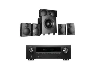 Denon AVR-X1800H 7.2 Ch. 175W 8K AV Receiver with Wharfedale DX-3 5.1 Speaker Package