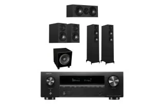 Denon AVR-X1800H 7.2 Ch. 175W 8K AV Receiver with Wharfedale Diamond 12.3i 5.1 Speaker Package
