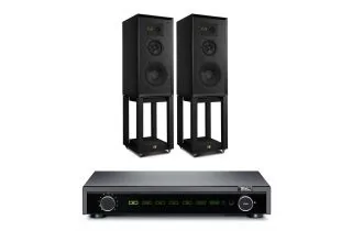 Fell Audio Fell Amp Integrated Amplifier with Wharfedale Super Linton Heritage Standmount Speakers with Matching Stands