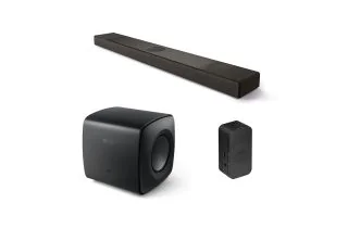 KEF XIO Soundbar with KEF KC62 Subwoofer & KEF KW2 WRX Receiver