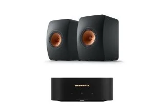 Marantz MODEL M1 2.1 Channel Streaming Amplifier with KEF LS50 Meta Bookshelf Speakers