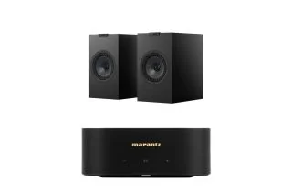 Marantz MODEL M1 2.1 Channel Streaming Amplifier with KEF Q1 META Bookshelf Speakers
