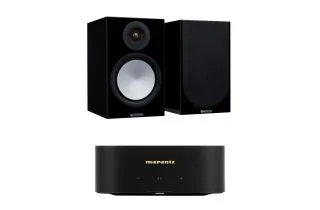 Marantz MODEL M1 2.1 Channel Streaming Amplifier with Monitor Audio Silver 100 7G Speakers