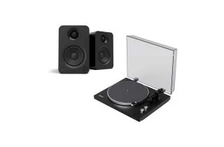 Kanto OBI3 Belt Driven Bluetooth Turntable with YU Powered Bookshelf Speakers - Black