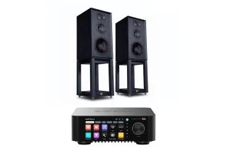 Eversolo Play Integrated Streaming Amplifier with Wharfedale Linton Heritage Standmount Speakers with Matching Stands