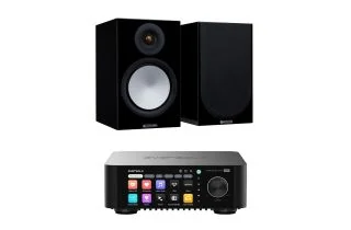 Eversolo Play Integrated Streaming Amplifier with Monitor Audio Silver 100 7G Speakers