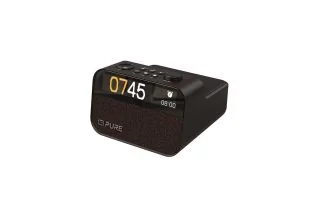 Nearly New - Pure Moment Charge Bedside Alarm Clock Radio with Wireless Charger & Bluetooth - Coffee Black