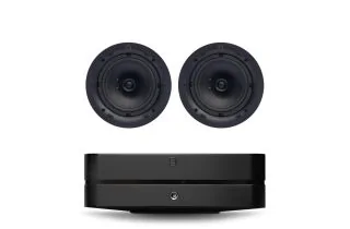 Bluesound POWERNODE N331 (2025) Multi-Room Music Streaming Amplifier with Q Acoustics QI65C 6.5" In-Ceiling Speakers