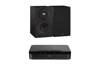 Bluesound POWERNODE EDGE Compact Wireless Music Streaming Amplifier with Dali SONIK 1 Bookshelf Speakers