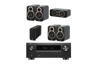 Denon AVC-X3800H 9.4 Ch. 180W 8K AV Receiver with Q Acoustics 3010c 5.1 Speaker Package