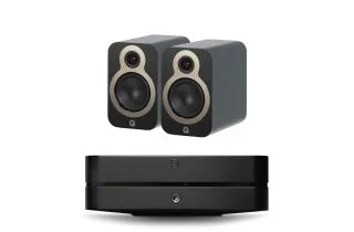 Bluesound POWERNODE N331 (2025) Multi-Room Music Streaming Amplifier with Q Acoustics 3020c Bookshelf Speakers